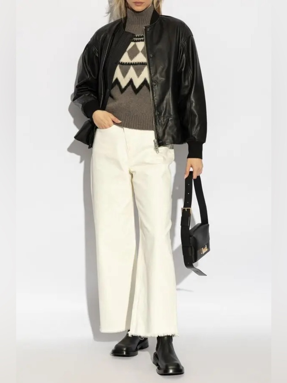 ALLSAINTS Soti Black Leather Bomber Jacket